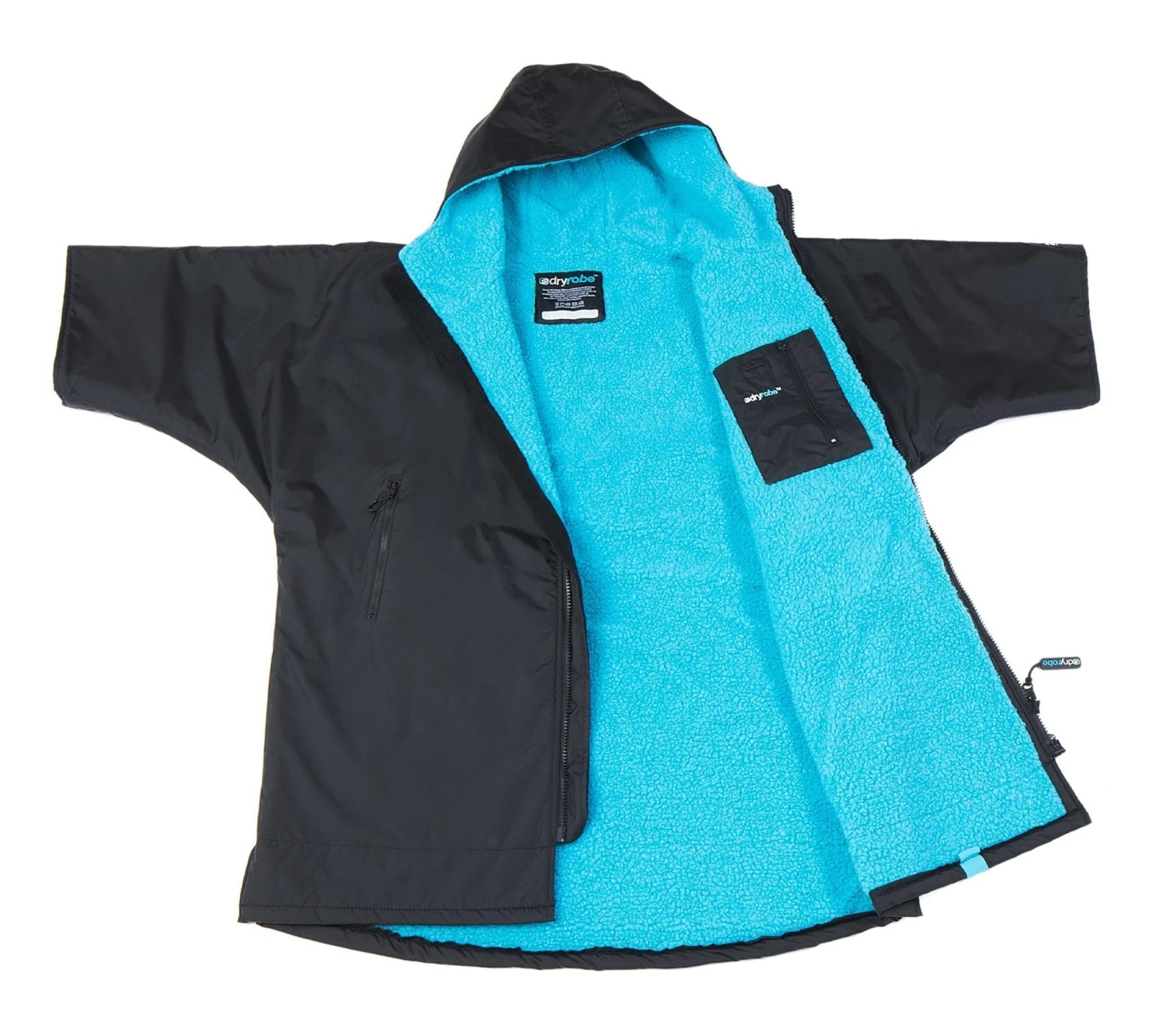 Dryrobe Advance Kids Short Sleeve BLACK BLUE 2 Dryrobe Advance Kids Short Sleeve BLACK BLUE - Image 2