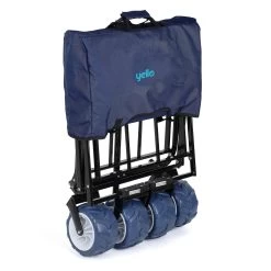 Yello Folding Beach Trolley -Sports Outdoor Store BGG1675 yello foldable trolley blue folded 3quarter copy