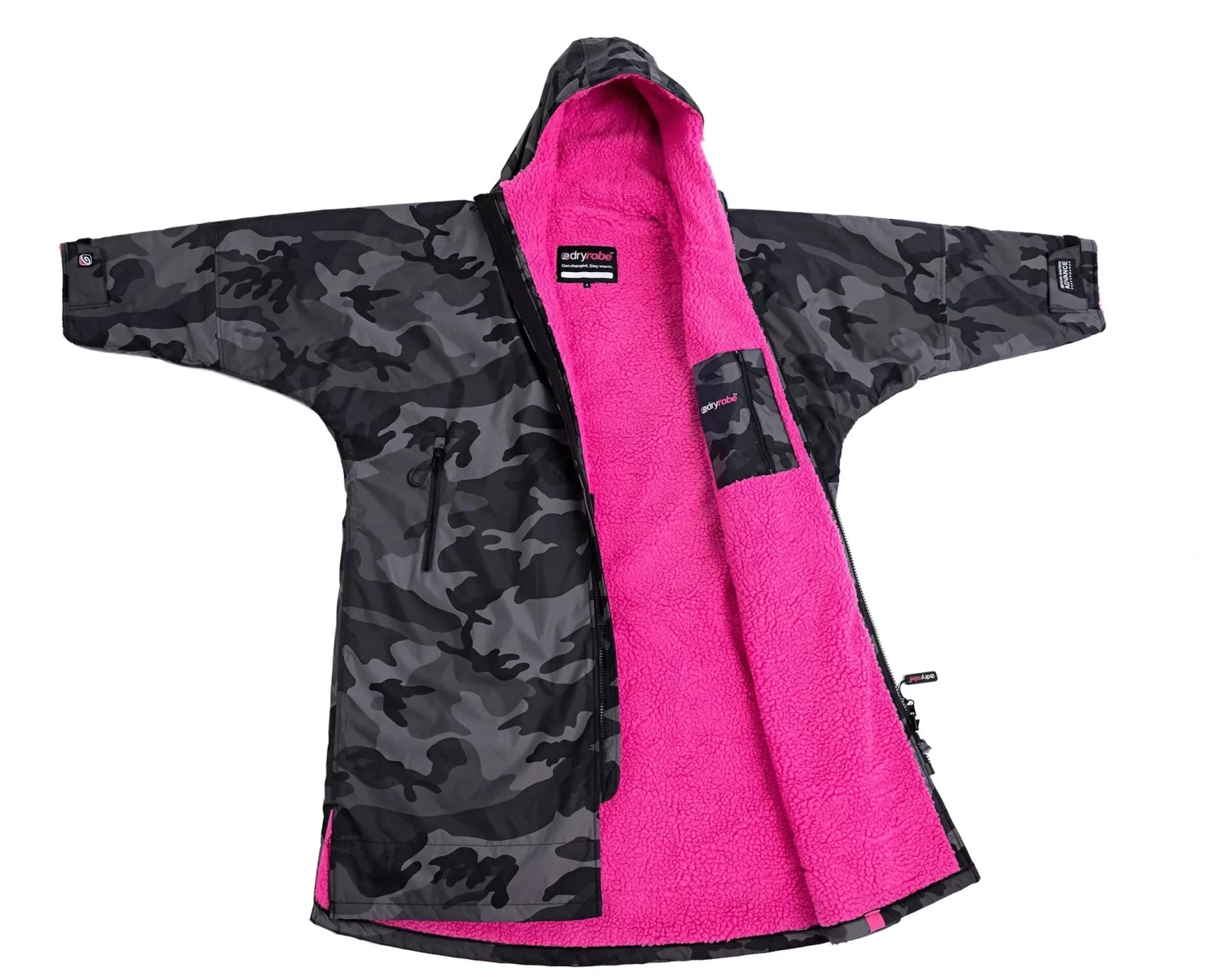 Dryrobe Advance Long Sleeve Black Camouflage Pink - RECYCLED 3 Dryrobe Advance Long Sleeve Black Camouflage Pink - RECYCLED - Image 3
