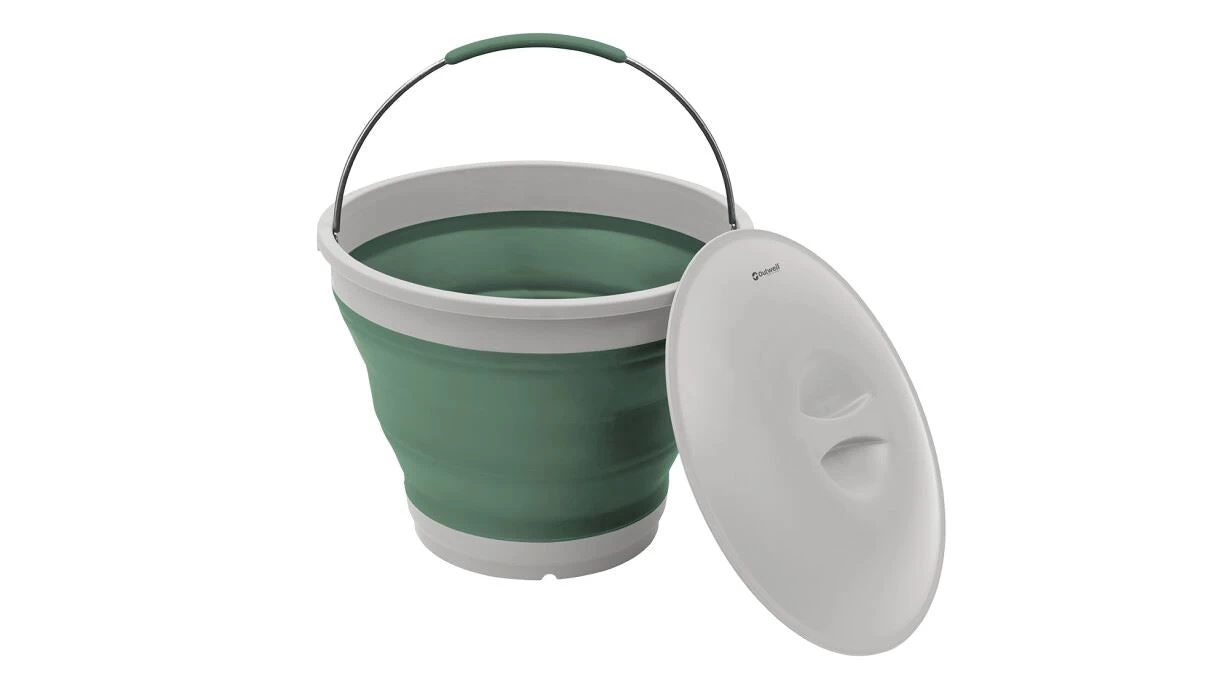 Outwell Collaps Round Bucket With Lid - Shadow Green 1 Outwell Collaps Round Bucket With Lid - Shadow Green