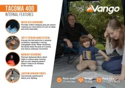 Vango Tacoma 400 Tent Package -Sports Outdoor Store Tacoma 400 Infographic2 LowRes