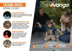 Vango Tacoma 800XL Tent Package -Sports Outdoor Store Tacoma 800xl Infographic2 LowRes