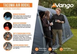 Vango Tacoma Air 800XL Tent - 2025 19 Vango Tacoma Air 800XL Tent - 2025 -Sports Outdoor Store Tacoma Air 800XL Infographic2 LowRes small