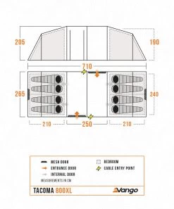 Vango Tacoma 800XL Tent Package -Sports Outdoor Store Tacoma800XLFloorplan LowRes