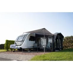 Vango Riviera Air Awning 390 Elements TC Package With Free Tall Annex Elements TC - Riviera, Caravan Awning Side Canopy And CP225 - Breathable Fitted Carpet - Riviera 390 -Sports Outdoor Store caravan awning side canopy