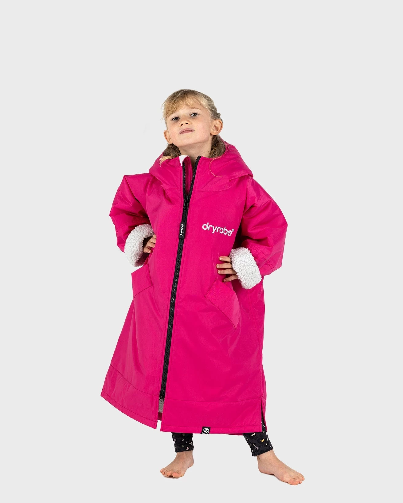 Dryrobe Advance Kids Long Sleeve Pink / Grey 4 Dryrobe Advance Kids Long Sleeve Pink / Grey - Image 4