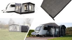 Vango Riviera Air Awning 390 Elements TC Package With Free Tall Annex Elements TC - Riviera, Caravan Awning Side Canopy And CP225 - Breathable Fitted Carpet - Riviera 390