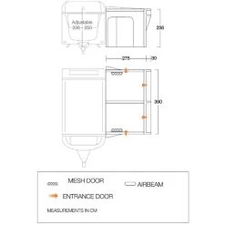 Vango Riviera Air Awning 390 Elements TC Package With Free Tall Annex Elements TC - Riviera, Caravan Awning Side Canopy And CP225 - Breathable Fitted Carpet - Riviera 390 -Sports Outdoor Store riviera air 390 elements tc 1